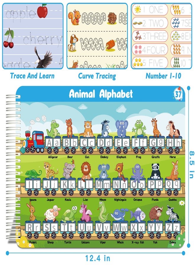 iHarPro Handwriting Practice Tracing Books for Kids Ages 3-5, Montessori Preschool Learning Activity, Autism Educational Learn Number Letters Shapes Animal & Sight Words Workbook with 8 Dry Erase Markers - Image 5